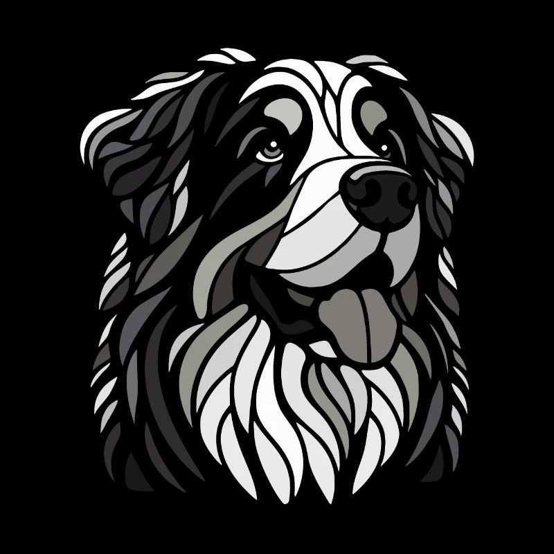 Bernese Mountain Dog Head Black and White