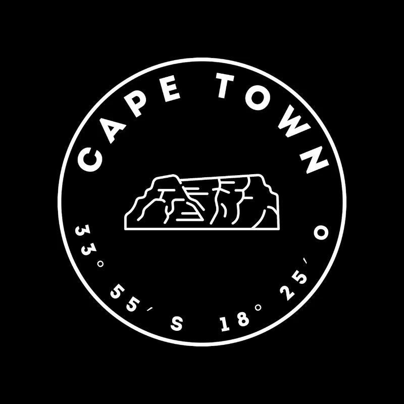 Cape Town with Table Mountain and coordinates