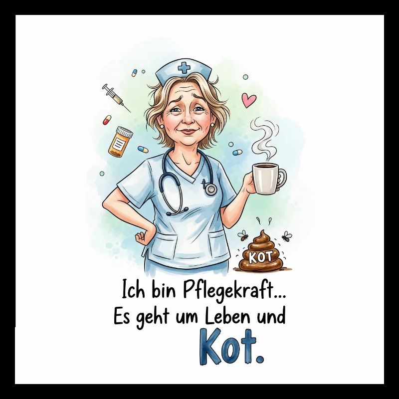 Pflegekraft Humorisches Design mit Kaffee