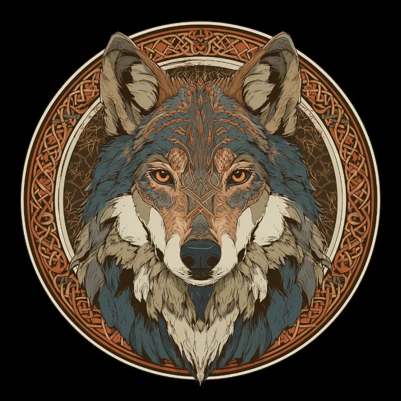 Legendary wolf with Celtic pattern