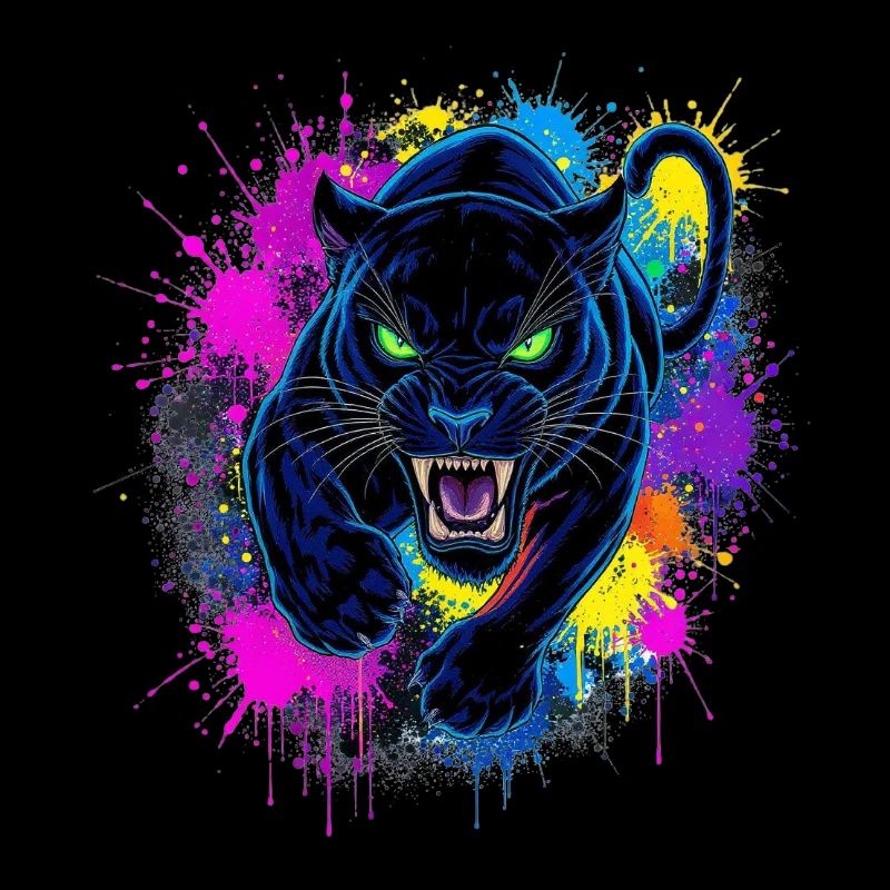 Neon Panther Farbexplosion