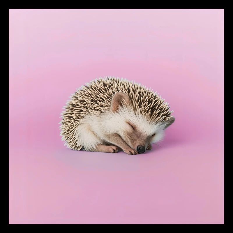Schlafender Igel auf blassrosa Hintergrund