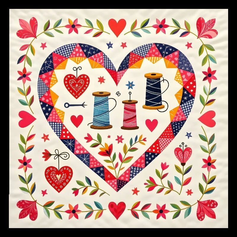 Patchwork Herz mit Garnen