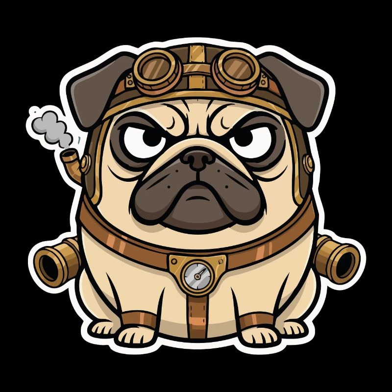 Chien Carlin Steampunk Propulseur Vapeur