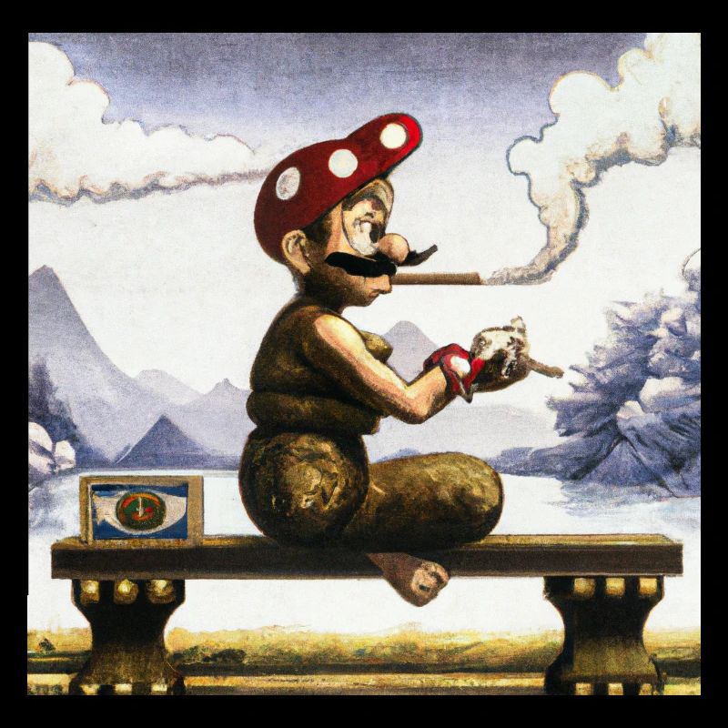 Ukiyo-e Gemälde eines rauchenden Mannes.