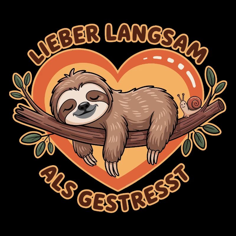 Better Slow Than Stressed Sloth Illustration