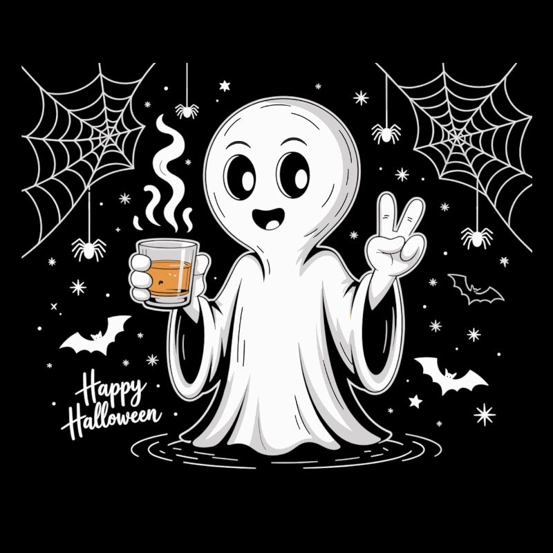 Schauriger Geist mit Halloween-Logo