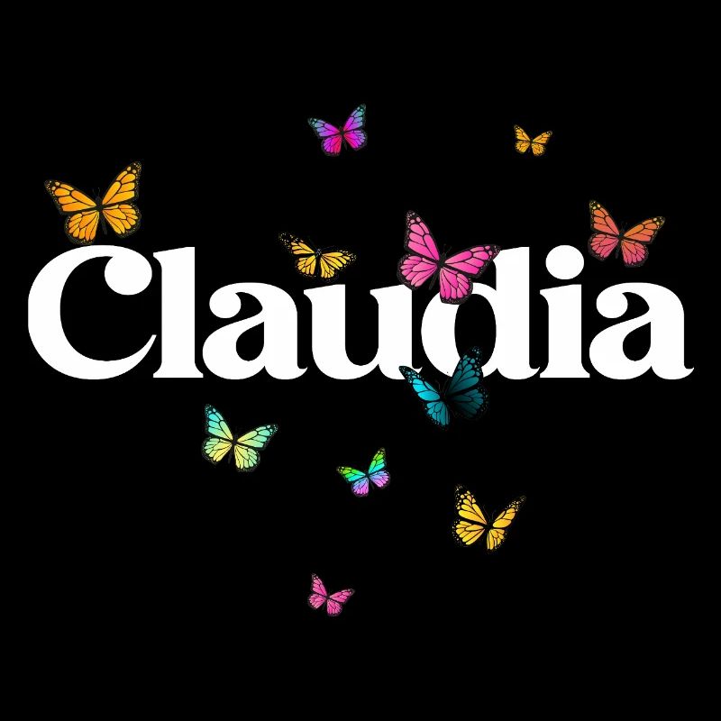 Schöner Mädchenname CLAUDIA mit Schmetterlingen 