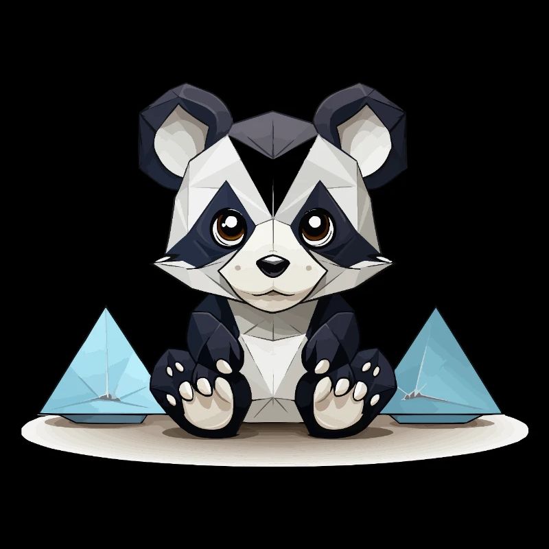 Low-Poly Panda am Eisgebirge