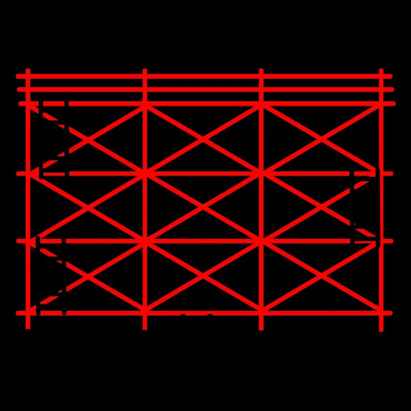 Rotes Gerüst mit schwarzer Stufenkonstruktion