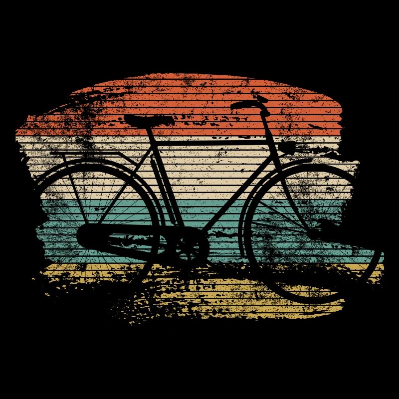 Retro Bicycle Silhouette on Sunset Stripes