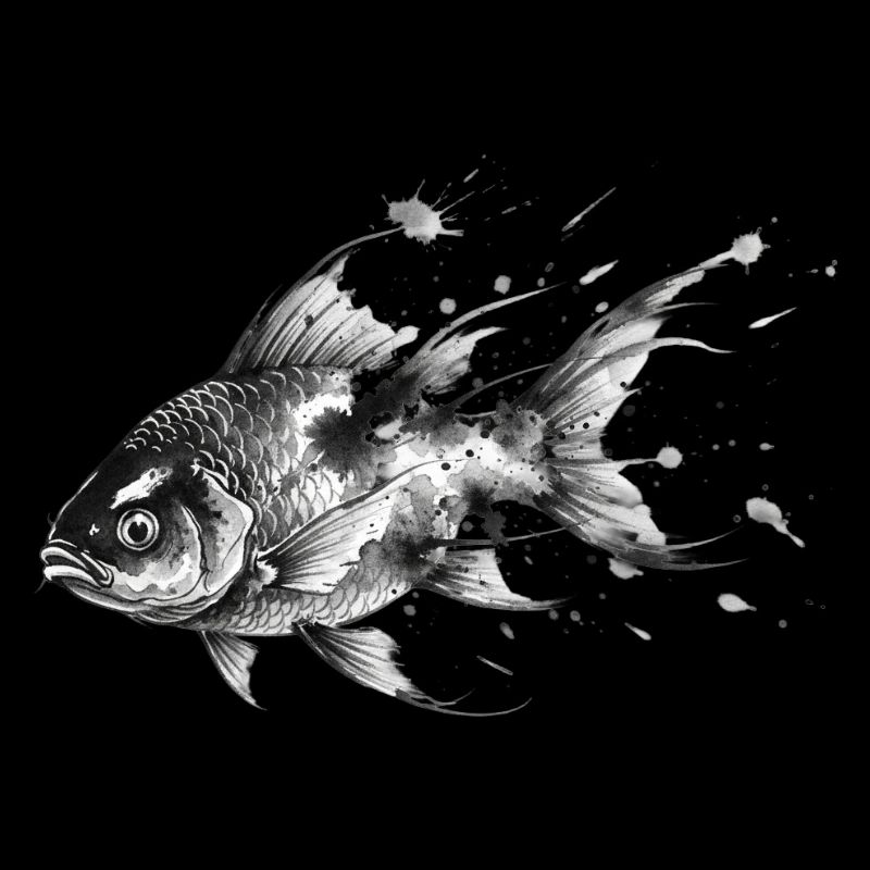 Goldfish Koi Ink Art Drawing Vector