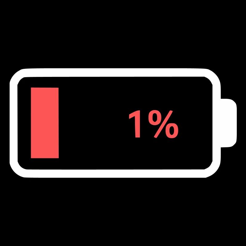 Icône de batterie vide à 1 %