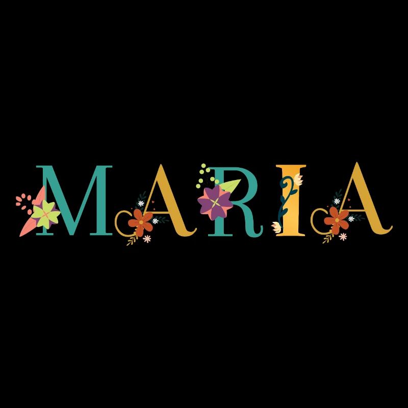 MARIA Nom Art avec fleurs brodées