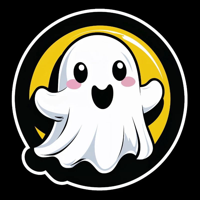 Kawaii ghost in a circle