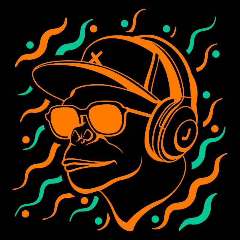 Cool monkey with headphones
