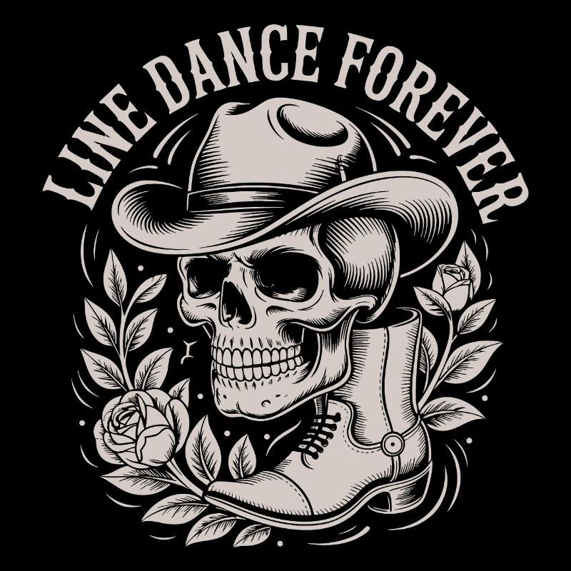 Schädel mit Cowboyhut Line Dance Forever