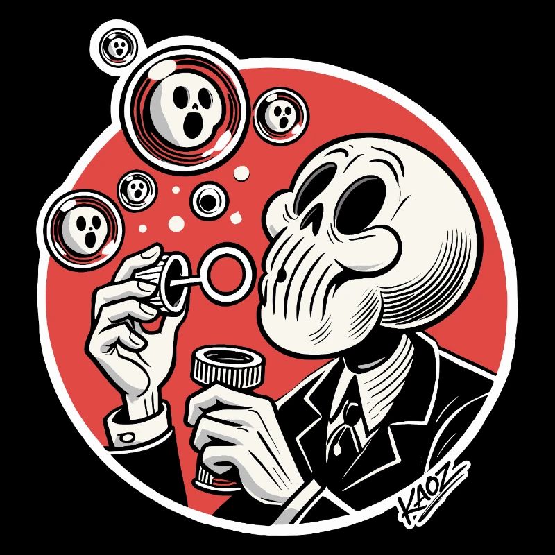 Skeleton Bubble Blower Illustration