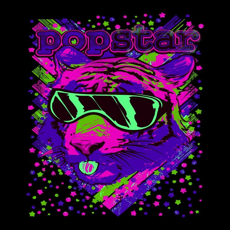 Pop star néon chats illustration