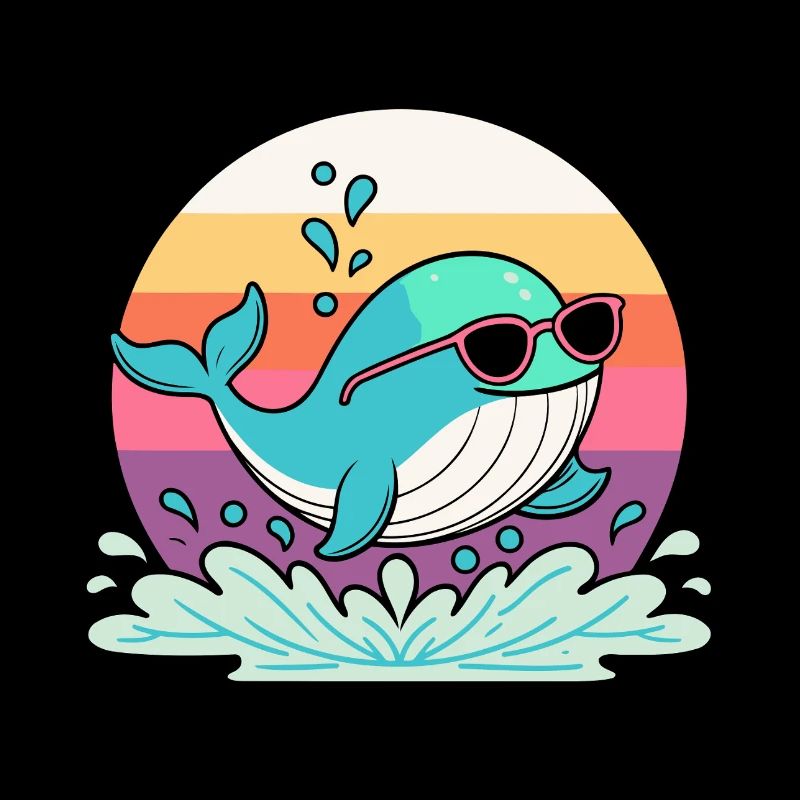 Whale Surf Retro Rainbow