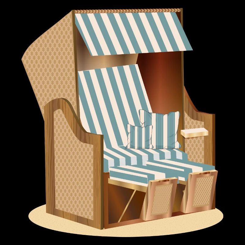 Illustration de chaise de plage nostalgie bleue et blanche