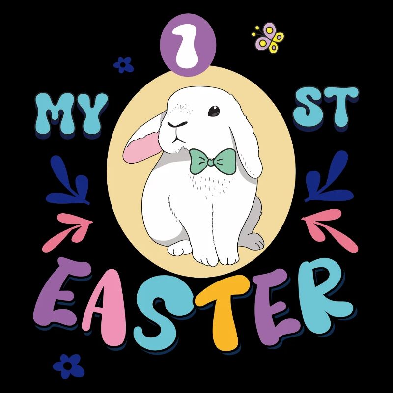 My first Easter, cute bunny with a bow
