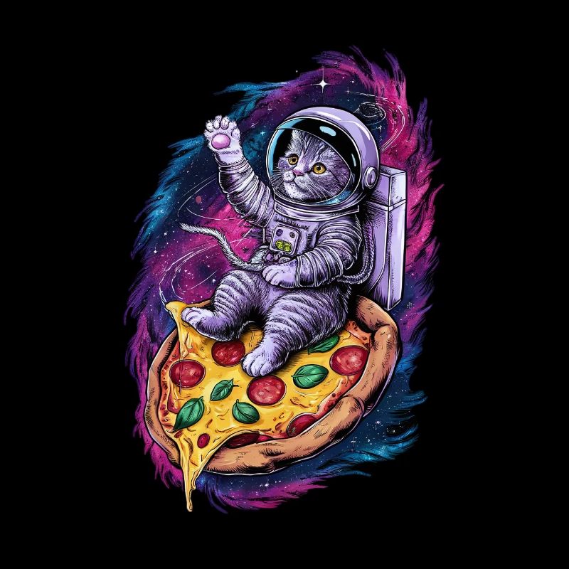 Space Cat on Pizza Galactic Journey