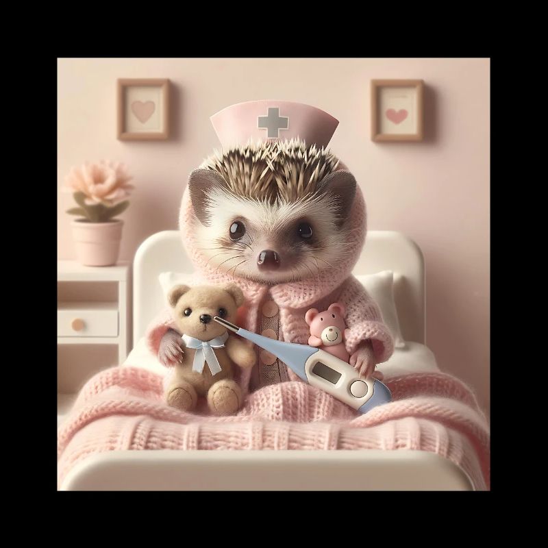 Süßer Igel mit Kuscheltier