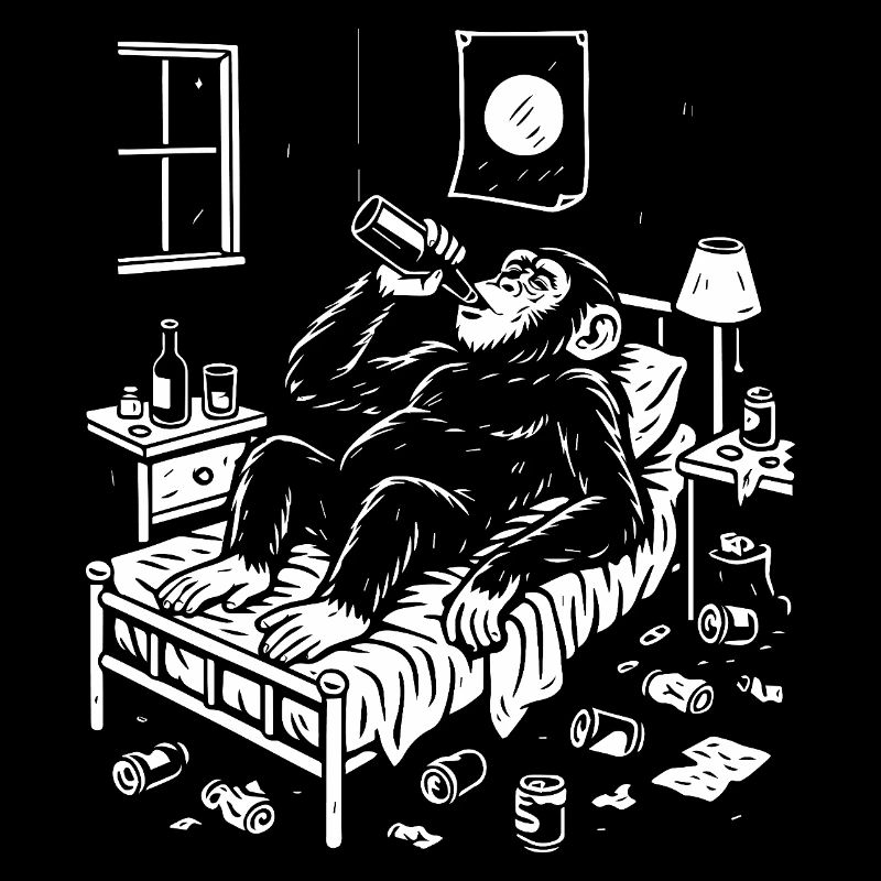 Bedtime Monkey Drinking Nightcap