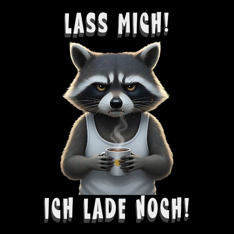 Let me go! I'm still loading – Tired raccoon coffee