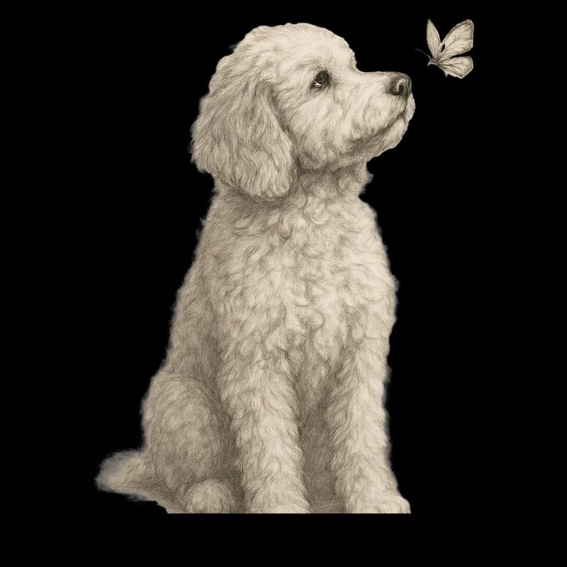 Motif de caniche avec chiens papillons