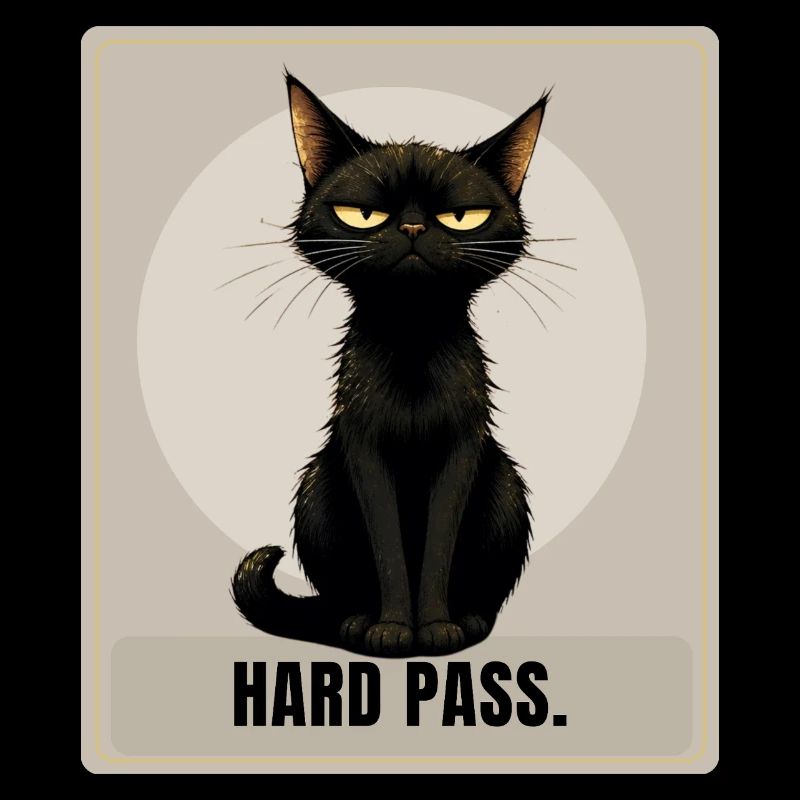 Hard Pass. – Sarcastic Black Cat Design