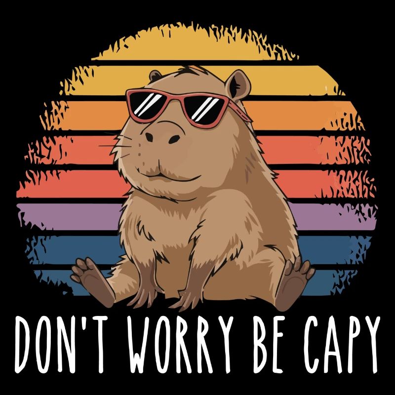 Retro Rodent Funny Capybara Dont Be Worry Be Capy