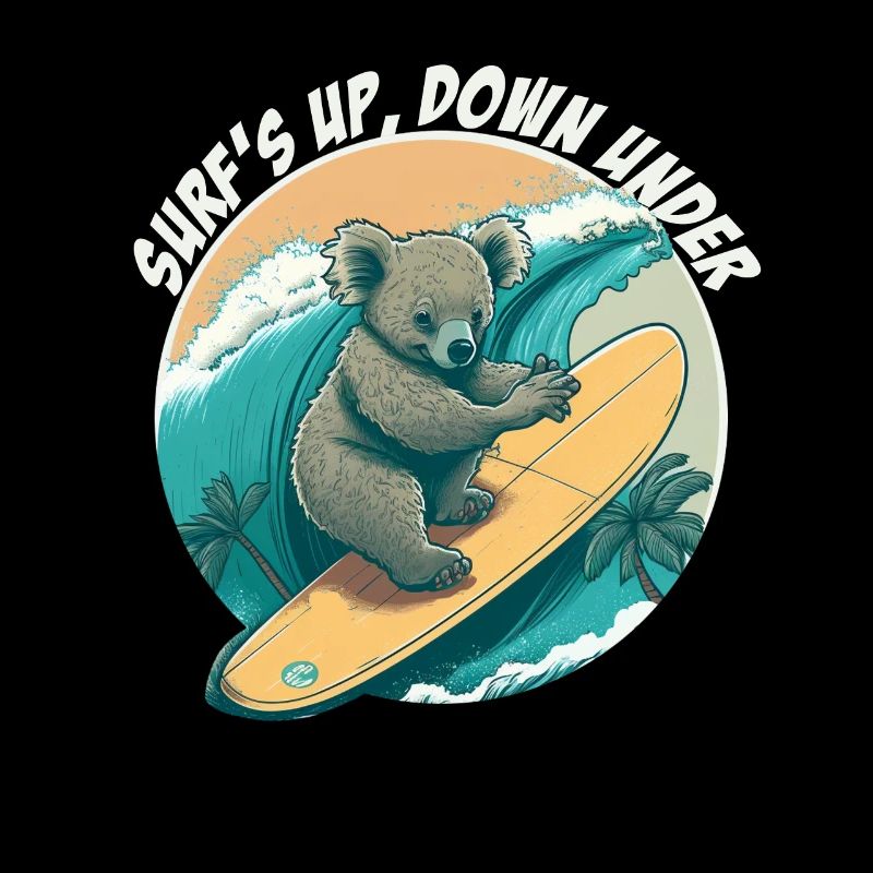 Down under surfing koala bear
