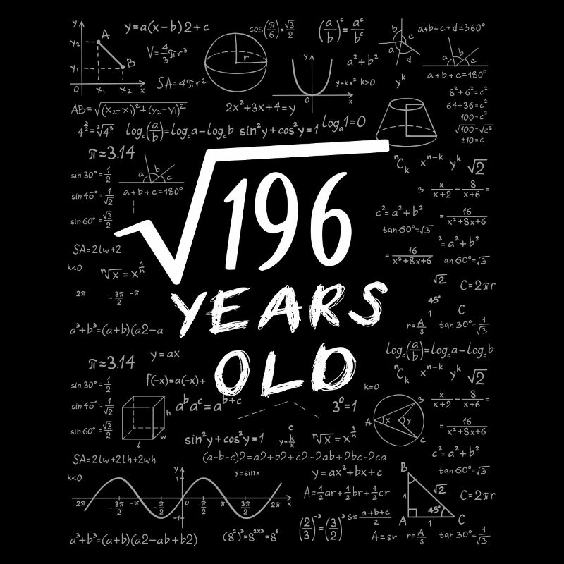 14th Birthday 14 years Square root of 196 math