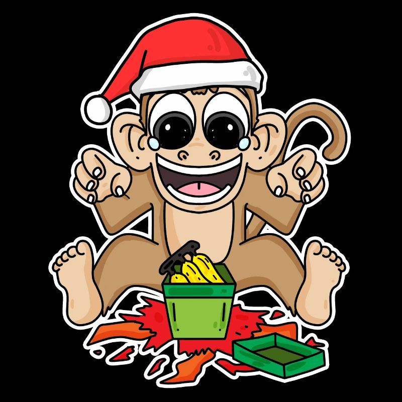 Singe avec chapeau de Noël