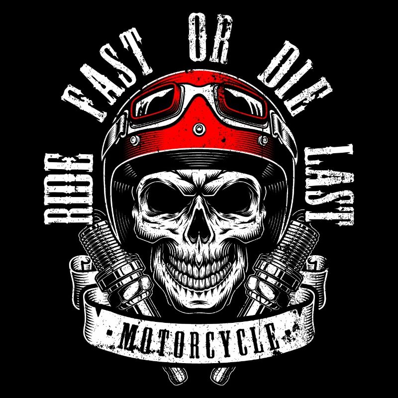Fahre schnell oder stirb Skull Moto Art