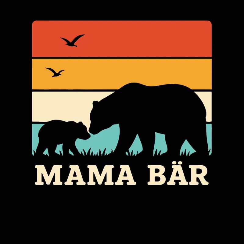 Mama Bear Retro Stripes Vintage Mère et Bébé