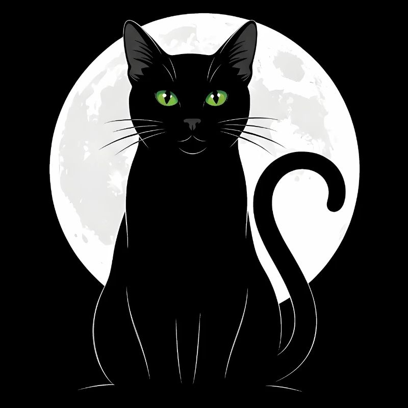 Schwarze Katze unterm Vollmond