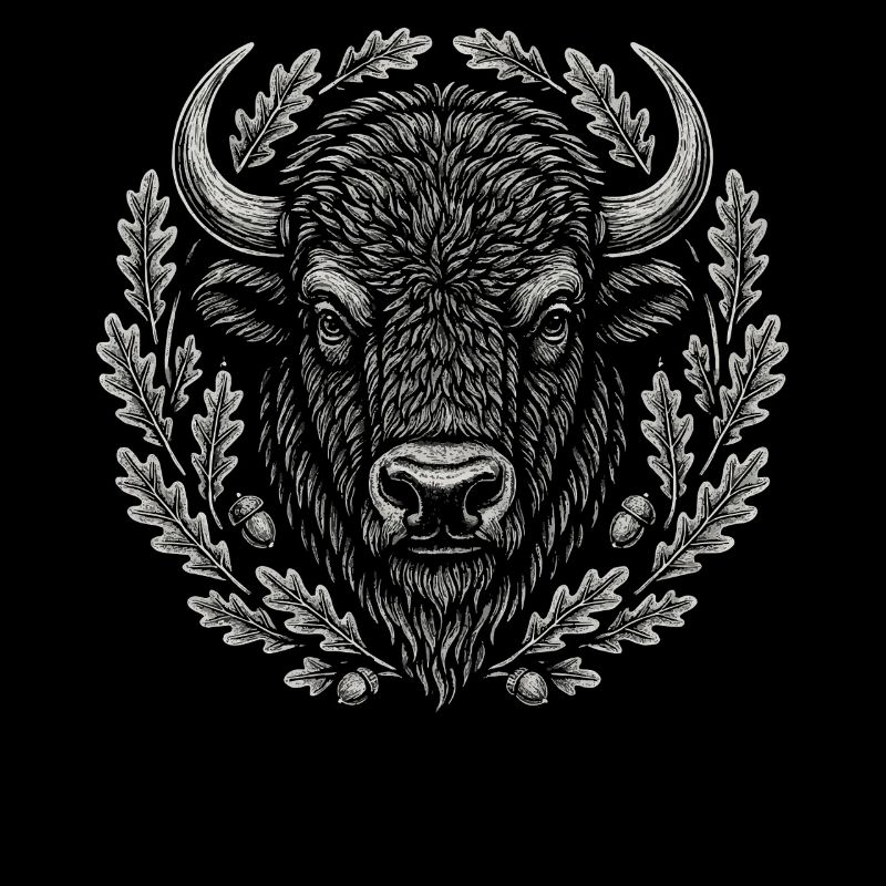 Europäischer Bison mit Eichenkranz Kunst