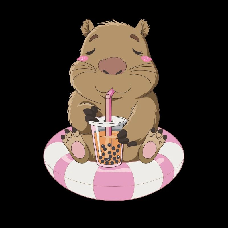Entspanntes Wombat Mit Bubble Tea Illustration