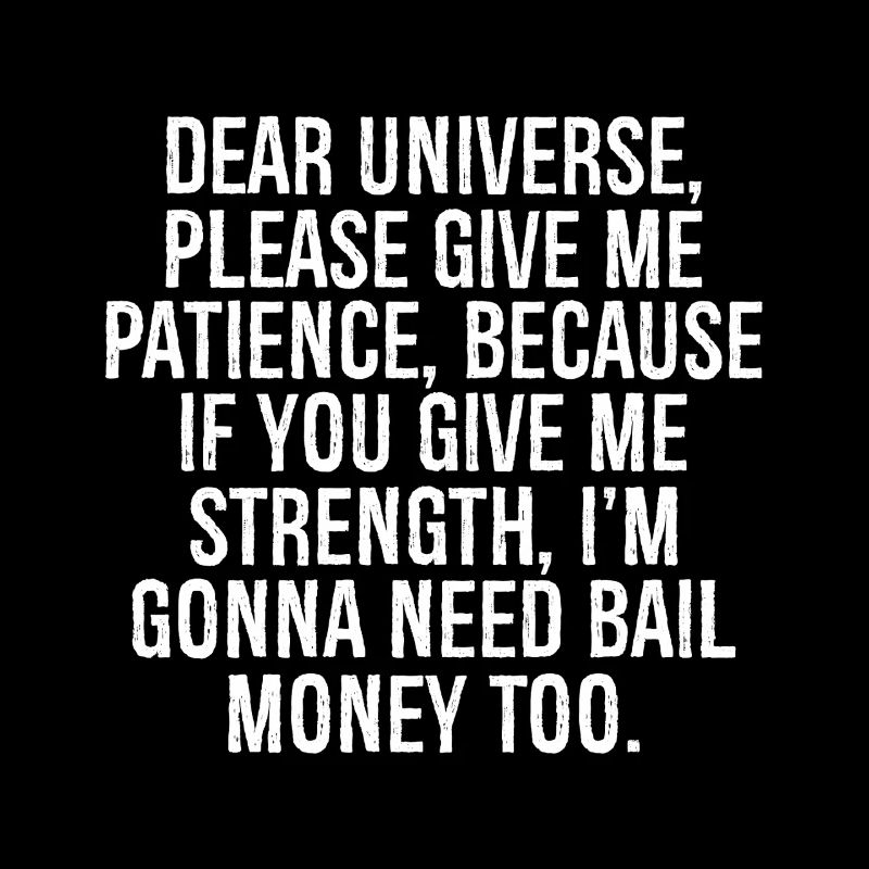 dear universe please give me patience because 