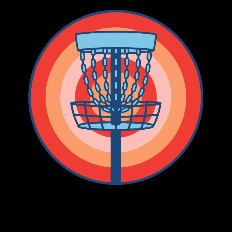 Disc Golf Basket Retro Flying Disc Golfing Scene