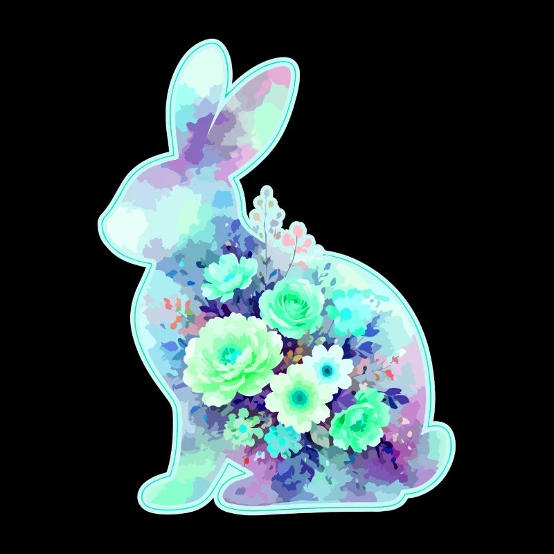 Fleurs aquarelles de lapin à Pâques