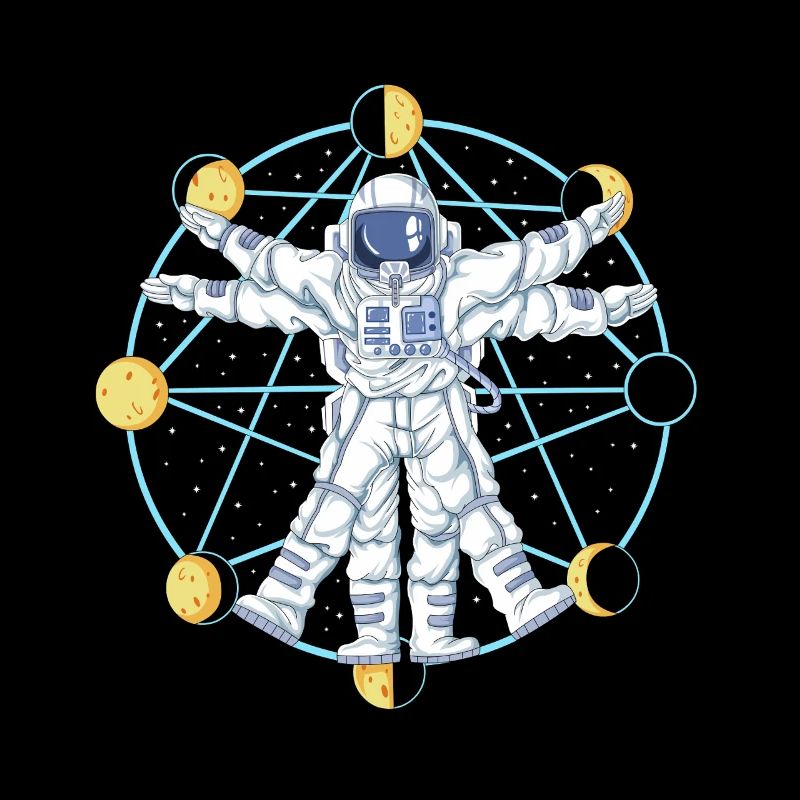 Astronautes vitruviens Phases Lunaires Art de l’anatomie spatiale