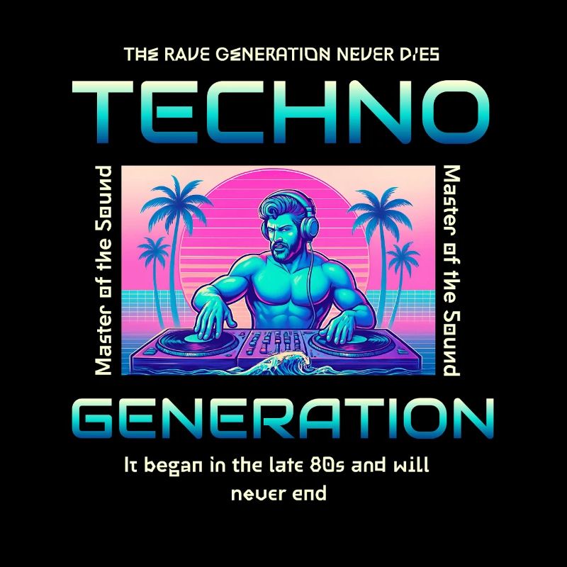 Techno Generation Rave DJ Synthwave Retro