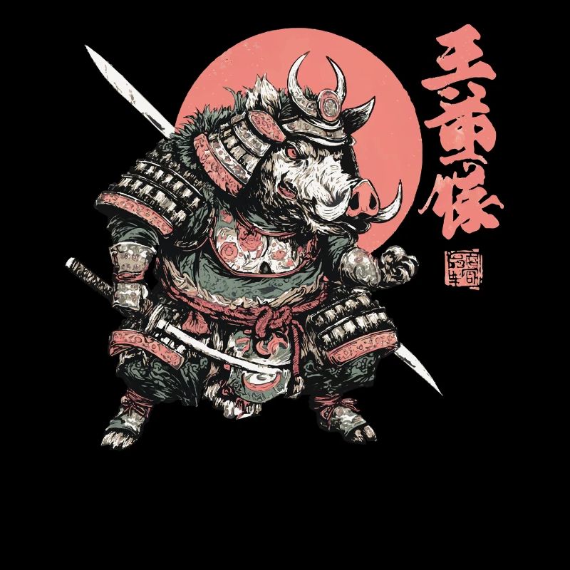 Boar Samurai under Crimson Sun