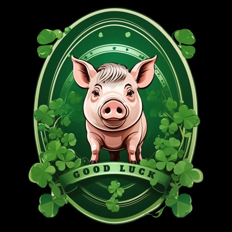 Cochon chanceux avec trèfles