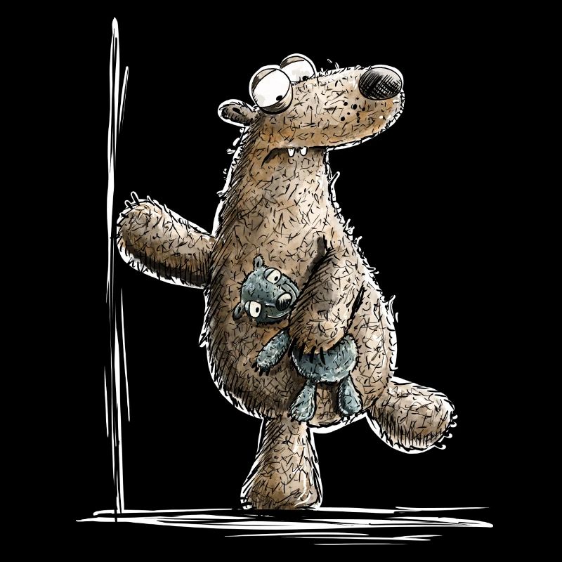 Funny brown bear with cuddly toy