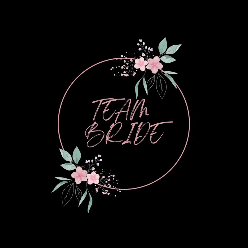 Team Bride Pink Circle Flowers Plain